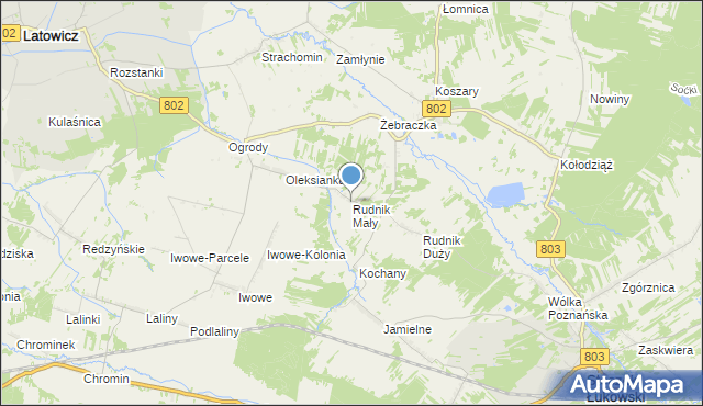 mapa Rudnik Mały, Rudnik Mały gmina Wodynie na mapie Targeo
